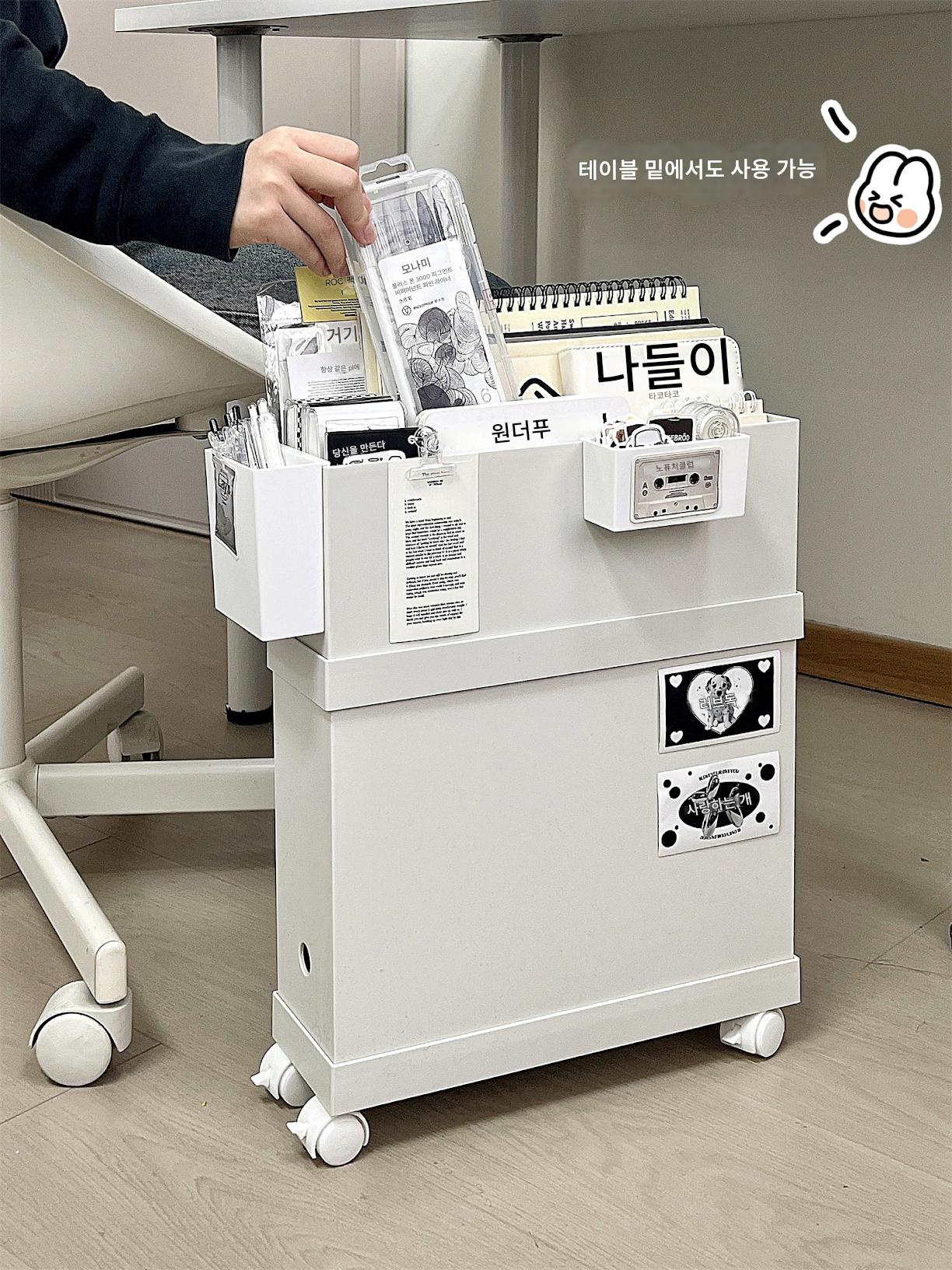 main_750590902026_0-1 책상 아래 수납 선반 사무실 이동식 카트 풀리 기숙사 책상 문구류 수납 선반 책 수납 상자 - 이미지 1