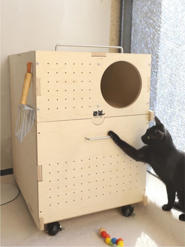 PurrKnave 대형 고양이용 변기 상자 맞춤형 상단 진입형 탈취제 반밀폐형 방수 2층 고양이 변기