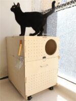 PurrKnave 대형 고양이용 변기 상자 맞춤형 상단 진입형 탈취제 반밀폐형 방수 2층 고양이 변기 - 이미지 2