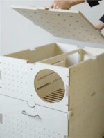 PurrKnave 대형 고양이용 변기 상자 맞춤형 상단 진입형 탈취제 반밀폐형 방수 2층 고양이 변기 - 이미지 3