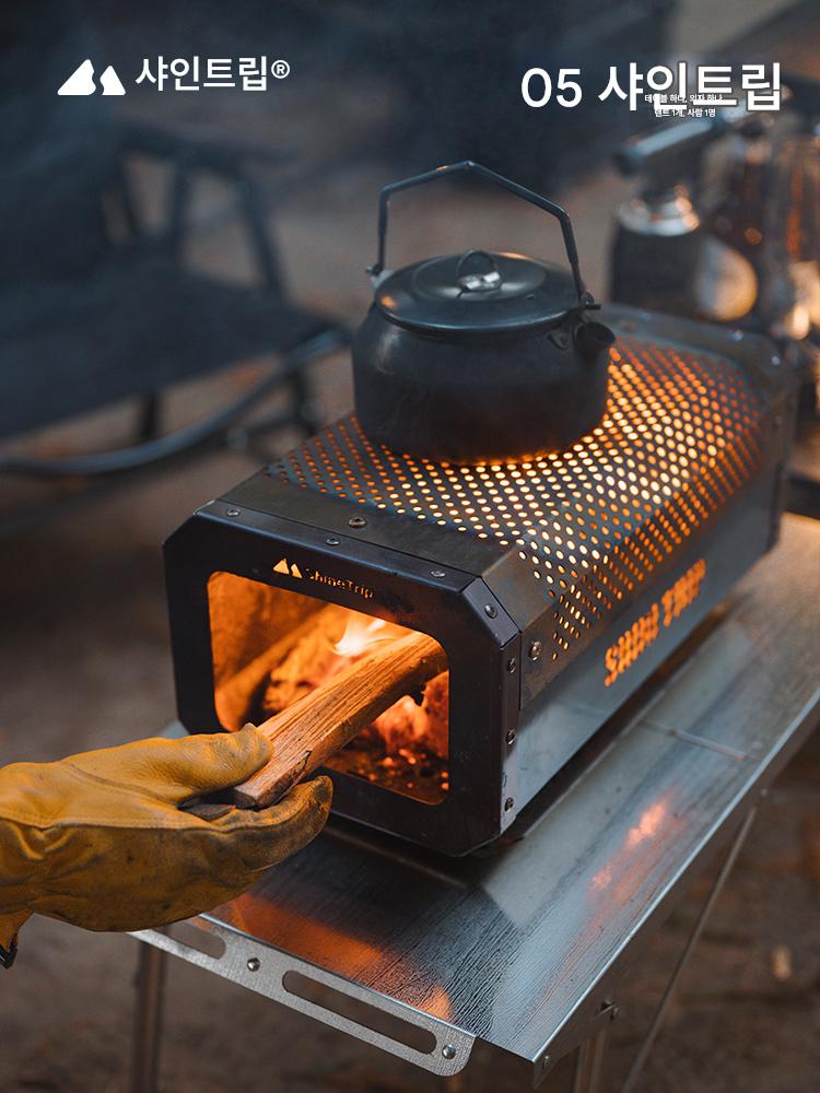main_750886606547_0 산의 즐거움 야외 연소 스토브 가열 접이식 나무 스토브 캠핑 바베큐 그릴 휴대용 텐트 스테인리스 스틸 연소 나무 - 이미지 1