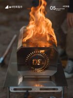 산의 즐거움 야외 연소 스토브 가열 접이식 나무 스토브 캠핑 바베큐 그릴 휴대용 텐트 스테인리스 스틸 연소 나무 - 이미지 4