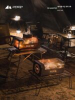 산의 즐거움 야외 연소 스토브 가열 접이식 나무 스토브 캠핑 바베큐 그릴 휴대용 텐트 스테인리스 스틸 연소 나무 - 이미지 5