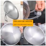 304 독일산 스테인리스 둥근바닥 프라이팬 노스틱팬 더블 이어 포인트 바닥 프라이팬 가정용 삼각대 무연 무코팅 - 이미지 4