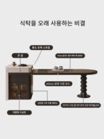 블랙 슬레이트 아일랜드 다이닝 테이블 통합 홈 프랑스 복고풍 이탈리아 스타일 모든 견고한 목재 고급 접이식 아래층 - 이미지 5