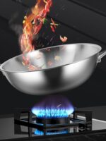 독일 프라이팬 316 스테인리스 스틸 식품 등급 무코팅 둥근 바닥 프라이팬 가스 스토브 평평한 바닥 유도 조리기 범용 - 이미지 2