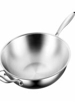 독일 프라이팬 316 스테인리스 스틸 식품 등급 무코팅 둥근 바닥 프라이팬 가스 스토브 평평한 바닥 유도 조리기 범용 - 이미지 5