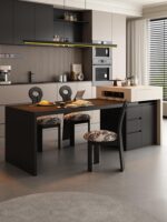 이탈리아 미니멀리스트 록 플레이트 섬 식탁 통합 가정용 접이식 견고한 나무 다운턴 작은 주방 섬