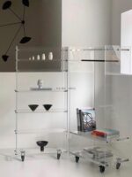 노르딕 인스 스타일 아크릴 카트 바닥 수납 선반 디스플레이 선반 소형 가정용 다층 책장 수납 선반 - 이미지 3