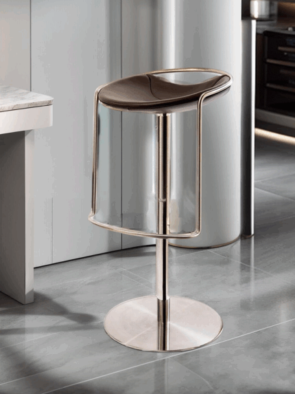 바 스툴 이탈리아 미니멀리스트 회전 모던 홈 리프팅 라이트 럭셔리 하이엔드 아일랜드 바 스테인리스 스틸 하이 스툴