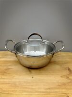 스낵 라면 냄비 18/10 스테인리스 스틸 수프 냄비 깊은 이중 귀 인스턴트 국수 냄비 레스토랑 국수 냄비 유도 쿠커 소형 쿠커