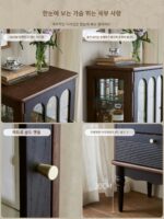 센메이 독창성 프랑스 레트로 솔리드 우드 유리 와인 캐비닛 소형 아파트 거실 벽면 디스플레이 캐비닛 미국 홈 사이드 캐비닛 - 이미지 4