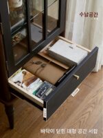 센메이 독창성 프랑스 레트로 솔리드 우드 유리 와인 캐비닛 소형 아파트 거실 벽면 디스플레이 캐비닛 미국 홈 사이드 캐비닛 - 이미지 5