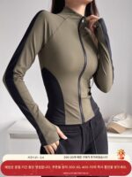 클라우드 쉘 지퍼 스탠드 칼라 컬러블록 피트니스 의류 여성 쿨 개인화 요가 상의 러닝 트레이닝 스포츠 재킷