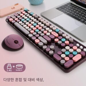 Lasertop RF104 dot 무선 키보드 및 마우스 세트 사무실 데스크탑 노트북 컴퓨터 전용 소녀 귀여운