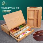 휘월 데스크탑 휴대용 그림 상자 유화 보관 상자 너도밤나무 이젤 그림 도구 상자 3단 서랍 유화 상자