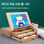 휘월 데스크탑 휴대용 그림 상자 유화 보관 상자 너도밤나무 이젤 그림 도구 상자 3단 서랍 유화 상자 - 이미지 2