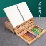 휘월 데스크탑 휴대용 그림 상자 유화 보관 상자 너도밤나무 이젤 그림 도구 상자 3단 서랍 유화 상자 - 이미지 3