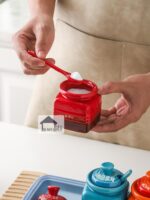 프랑스 쿨 컬러 LE CREUSET 고가 주방 조미료 항아리 도자기 조미료 항아리 가정용 컬러 소금 항아리 숟가락 포함 - 이미지 2