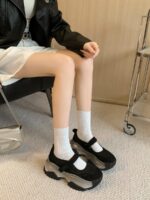 영국 스트리트 스타일 스포츠 캐주얼 버클 슈즈 여성용 2024년 초봄 신상품 올매치 플랫폼 두꺼운 밑창 슈즈 - 이미지 4