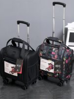 16인치 경량 휴대용 수하물 소형 여성 캐빈 케이스 라이트 사운드 유니버셜 휠 트롤리 케이스 무료 체크인 화장품 가방