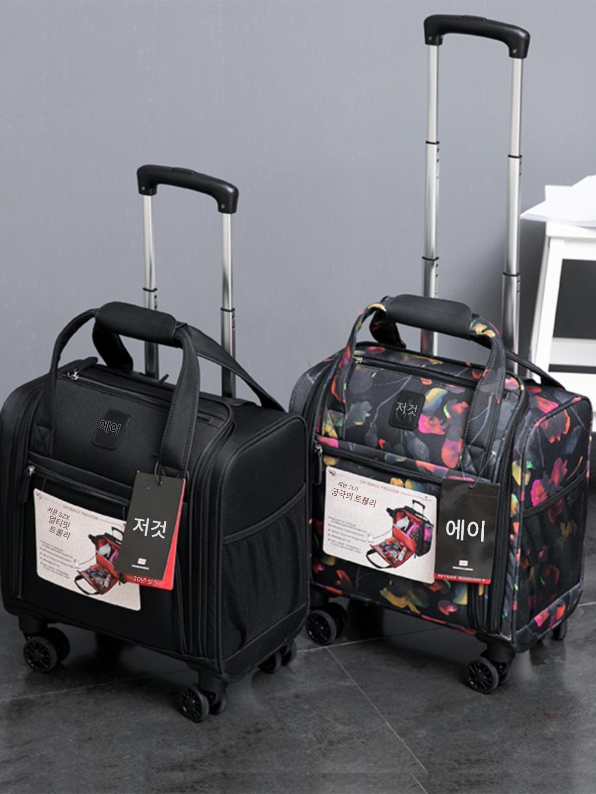 main_758297072331_0-1 16인치 경량 휴대용 수하물 소형 여성 캐빈 케이스 라이트 사운드 유니버셜 휠 트롤리 케이스 무료 체크인 화장품 가방 - 이미지 1