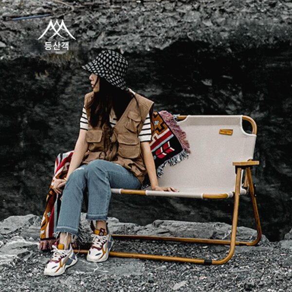 Wild Child 야외 휴대용 접이식 알루미늄 합금 더블 의자 캠핑 및 자가 운전 여행에 두 사람이 사용할 수 있는 편리한 의자