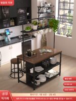 오픈형 주방 섬, 이동식 조리대, 식사 사이드 캐비닛, 바 테이블, 철제 및 견고한 목재 수납 캐비닛