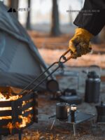 Shanqu 야외 05 시리즈 화재 집게 캠핑 피크닉 화재 집게 가죽 케이스 두꺼운 강철 파이프 부식 방지 내구성 고온 저항 플라이어 - 이미지 2