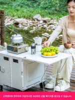 접이식 캠핑 카트 야외 스톨 트롤리 피크닉 카 캠핑 트레일러 쇼핑 카트 테이블 캠퍼