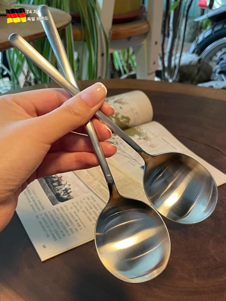 main_759924772287_0-1 T4kzi 독일 316 스테인레스 스틸 스푼 한국 롱 핸들 스푼 두꺼워진 먹는 스푼 대형 고급 절묘한 스푼 - 이미지 1