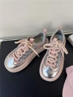 BAHONGLY 여성용 핑크 빵화 2025년 봄 통기성 두꺼운 바닥 가볍고 높이감 있는 못생긴 귀여운 캐주얼 스니커즈 - 이미지 3