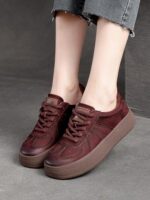 봄과 가을 새로운 복고풍 가죽 신발 여성용 부드러운 밑창 방수 미끄럼 방지 정품 가죽 패션 스포츠 캐주얼 신발 두꺼운 바닥 신발 - 이미지 4