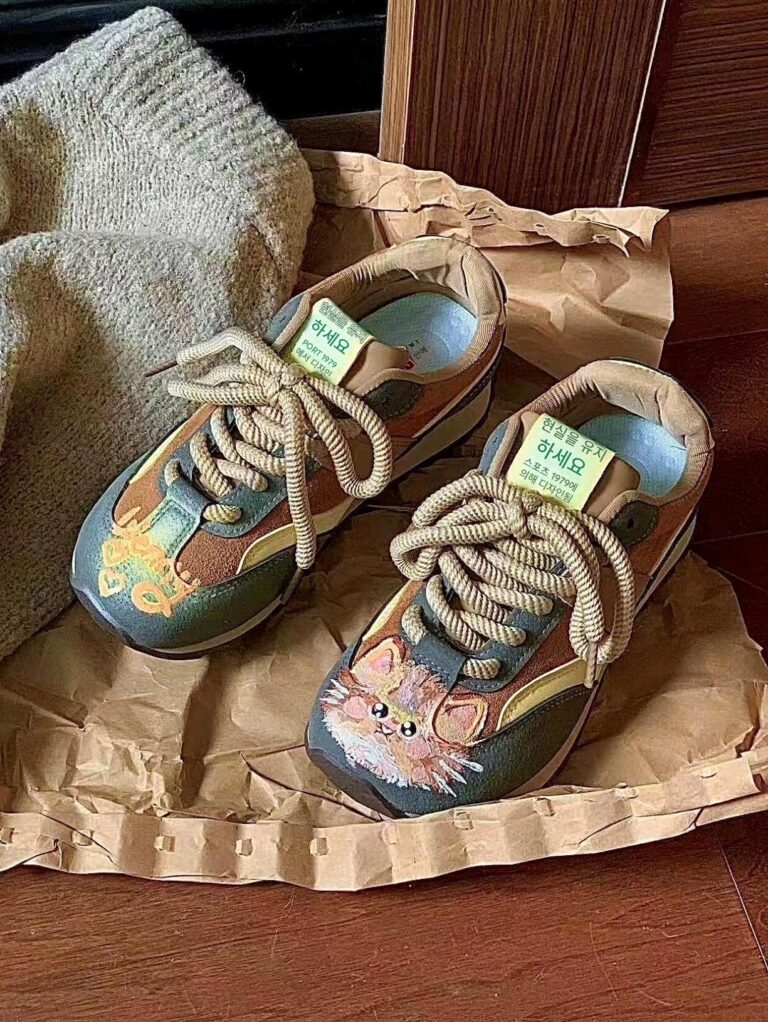 Original Daddy Gump Shoes 귀여운 고양이 레트로 컬러블로킹 스포츠 러닝화 캐주얼 소프트 솔 올매치 니치 독일 트레이닝화