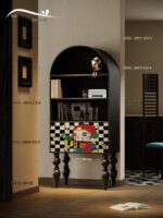 모던 라이트 럭셔리 만화 거실 견고한 나무 수납장 책장 현관 현관 장식 통합 무료 설치 수직 캐비닛 - 이미지 2