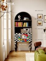 모던 라이트 럭셔리 만화 거실 견고한 나무 수납장 책장 현관 현관 장식 통합 무료 설치 수직 캐비닛 - 이미지 3