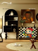 모던 라이트 럭셔리 만화 거실 견고한 나무 수납장 책장 현관 현관 장식 통합 무료 설치 수직 캐비닛 - 이미지 5