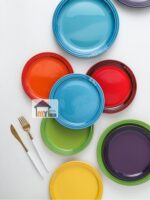 프랑스 쿨 컬러 르크루제 7인치 9인치 도자기 원형 접시 프랑스식 저녁 접시 플랫 플레이트 야채 플레이트 서양식 스테이크 플레이트 - 이미지 4