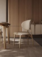 가벼운 고급 식탁의자 정품 가죽 상판 소가죽 가정용 소형 등받이 의자 고급 스테인리스 스틸 모던 심플 의자