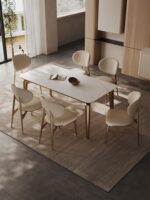 가벼운 고급 식탁의자 정품 가죽 상판 소가죽 가정용 소형 등받이 의자 고급 스테인리스 스틸 모던 심플 의자 - 이미지 2