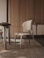 가벼운 고급 식탁의자 정품 가죽 상판 소가죽 가정용 소형 등받이 의자 고급 스테인리스 스틸 모던 심플 의자 - 이미지 4