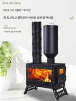 난방 스토브 벽난로 실제 불 장작 연소 연료 나무 소형 ​​조리 오븐 가정 야외 농촌 실내 스토브