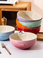 프랑스 쿨 컬러 르크루제 세라믹 대형 수프 그릇 8.5 인치 가정용 대형 그릇 고가 식기 요리 그릇 - 이미지 2