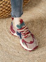 유럽 ​​스테이션 작은 허리 포레스트 검프 슈즈 여성용 빨간색 스포츠 슈즈 2024년 신상 여성용 슈즈 쇼 피트 작은 아빠 슈즈 여성용 봄 - 이미지 2