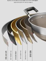 강바허 튀김팬 대형 스테인리스 스틸 스튜 냄비 더블 귀 튀김팬 노스틱 팬 구식 평평한 바닥 가정용 요리 냄비 36