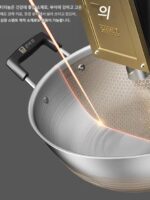 강바허 튀김팬 대형 스테인리스 스틸 스튜 냄비 더블 귀 튀김팬 노스틱 팬 구식 평평한 바닥 가정용 요리 냄비 36 - 이미지 3