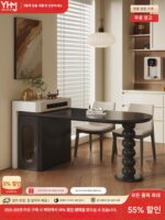 중년 스타일 소형 아파트 섬 식탁 통합 홈 레트로 플랫 록 플레이트 주방 고급 솔리드 우드 센터 가이드 테이블