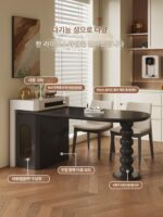 중년 스타일 소형 아파트 섬 식탁 통합 홈 레트로 플랫 록 플레이트 주방 고급 솔리드 우드 센터 가이드 테이블 - 이미지 2