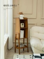 레이지 스페이스 심플 레트로 홈 디스플레이 랙 거실 견고한 나무 수납 사이드 캐비닛 네트 셀러브리티 레스토랑 선반 랙 - 이미지 2