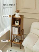 레이지 스페이스 심플 레트로 홈 디스플레이 랙 거실 견고한 나무 수납 사이드 캐비닛 네트 셀러브리티 레스토랑 선반 랙 - 이미지 3